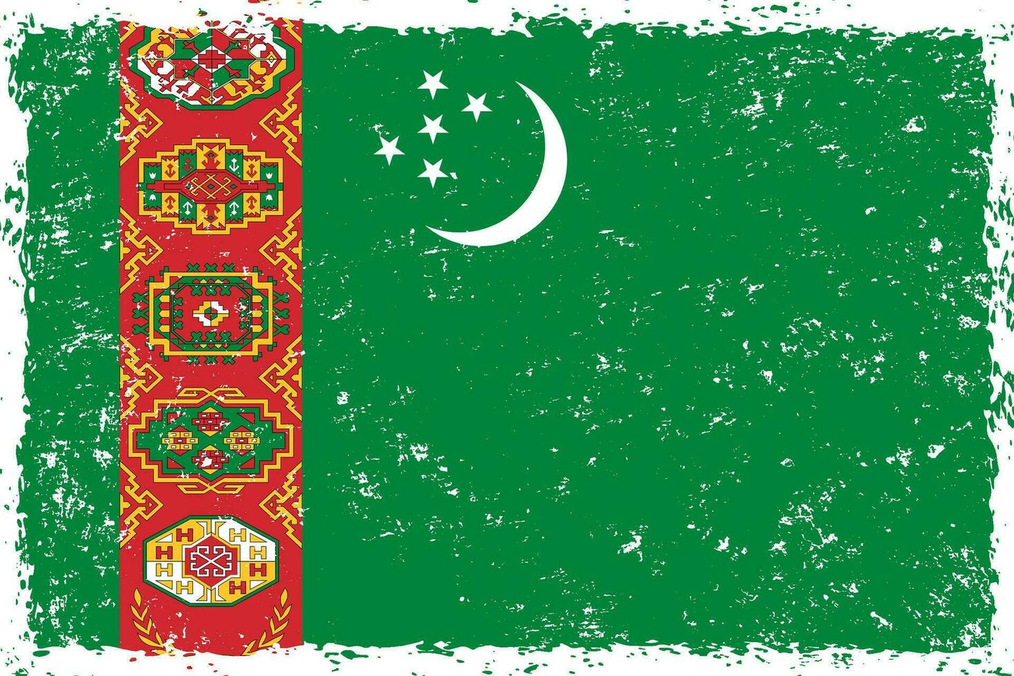 Turkmenistan flag grunge distressed style vector