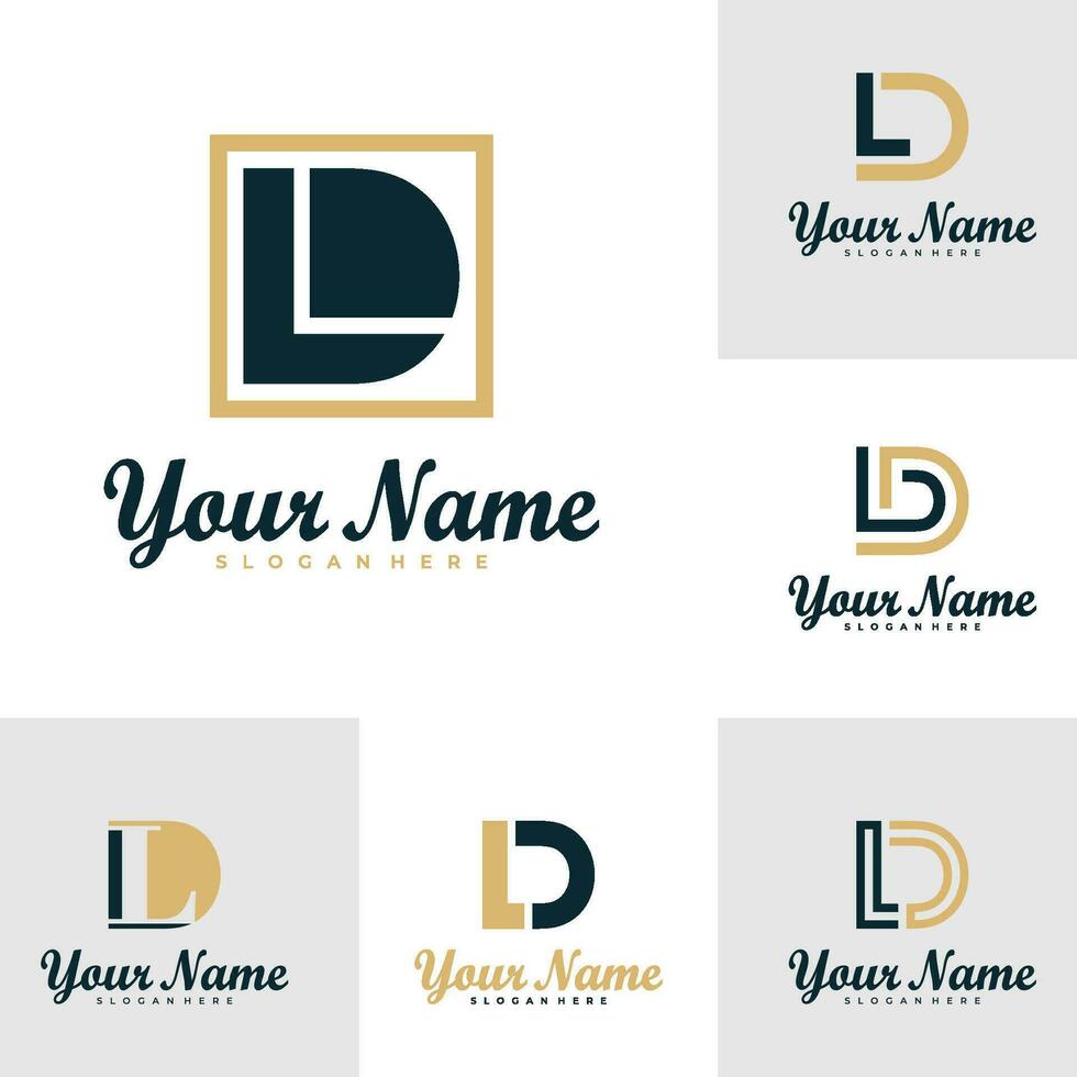 Set of Letter LD logo design vector. Luxury LD logo design template concept vector