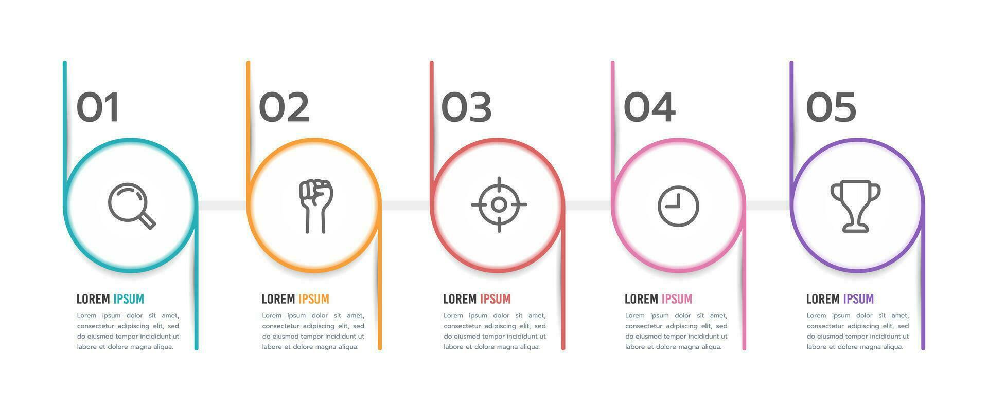 5 process Infographic line circle. Marketing, strategy, and planning. Vector illustration.