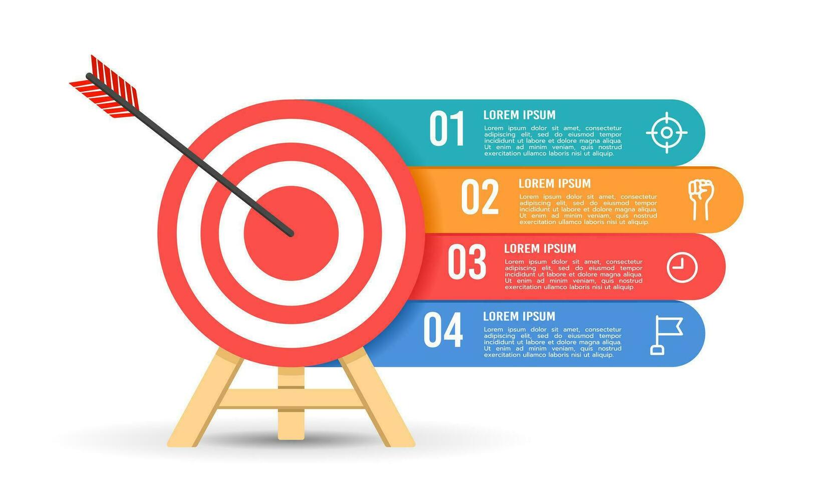 Infographic target with 4 steps to success. Business goal, Business presentation. Vector illustration.