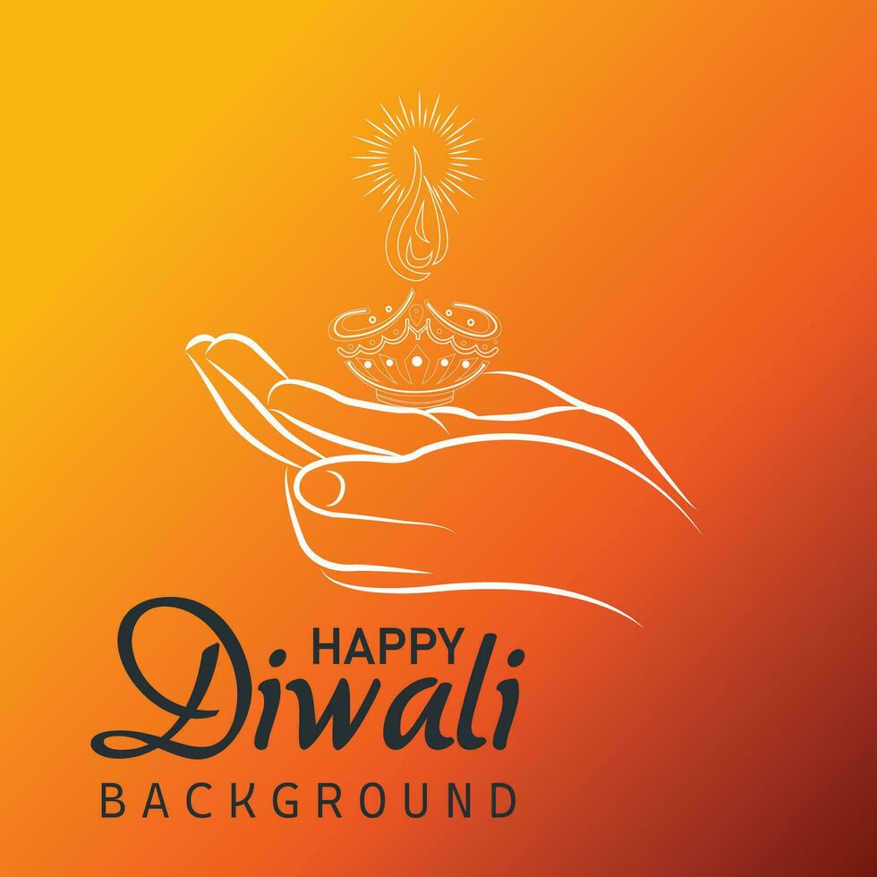 beautiful hand holding oil lamp diwali festival celebration greeting background design vector