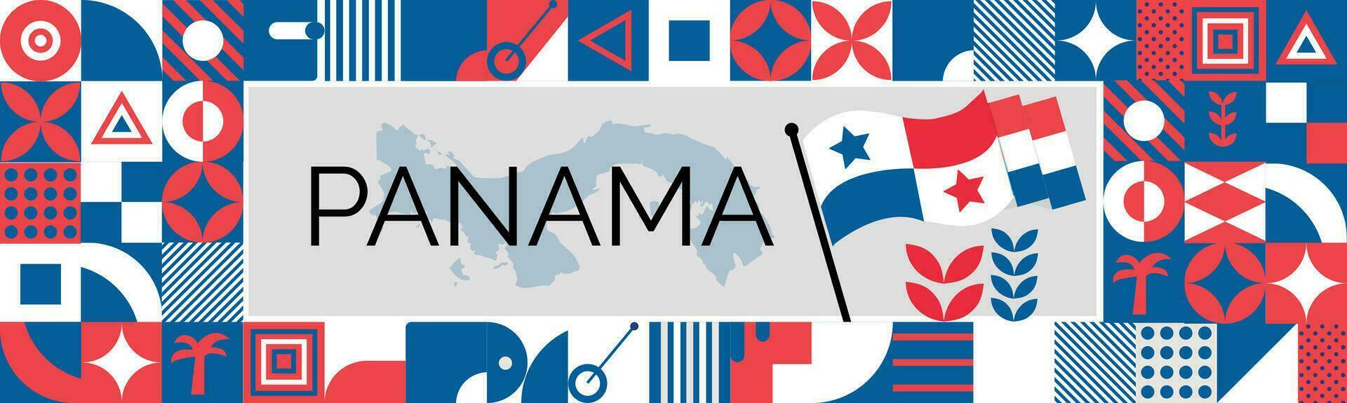 Panamá mapa y elevado puños nacional día o independencia día diseño para Panamá celebracion. moderno retro diseño con resumen iconos vector ilustración.