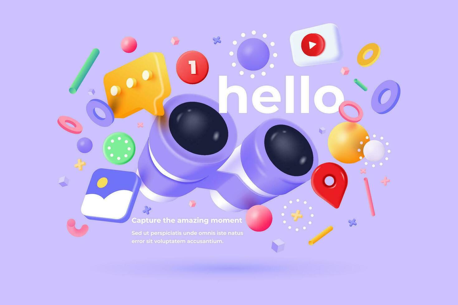 Modern 3d illustration of Search Binacular concept vector