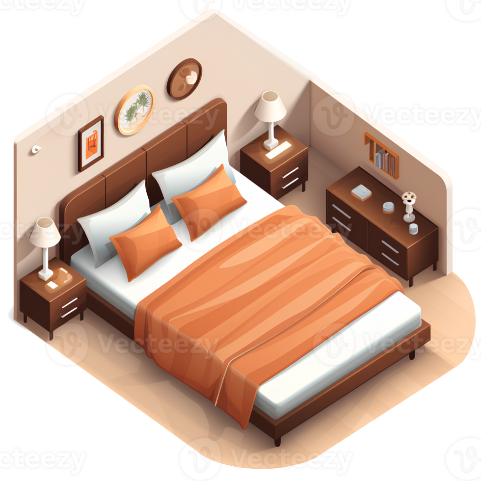 bed room interior ai generative png