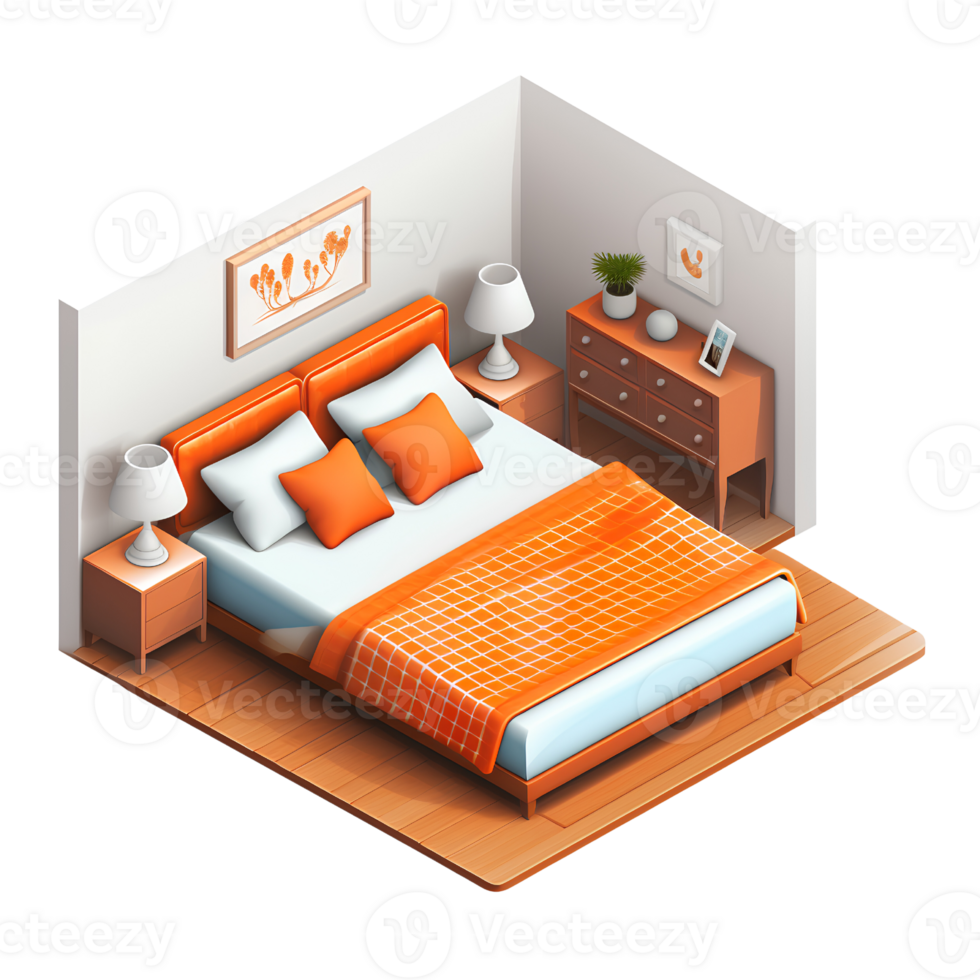 letto camera interno ai generativo png