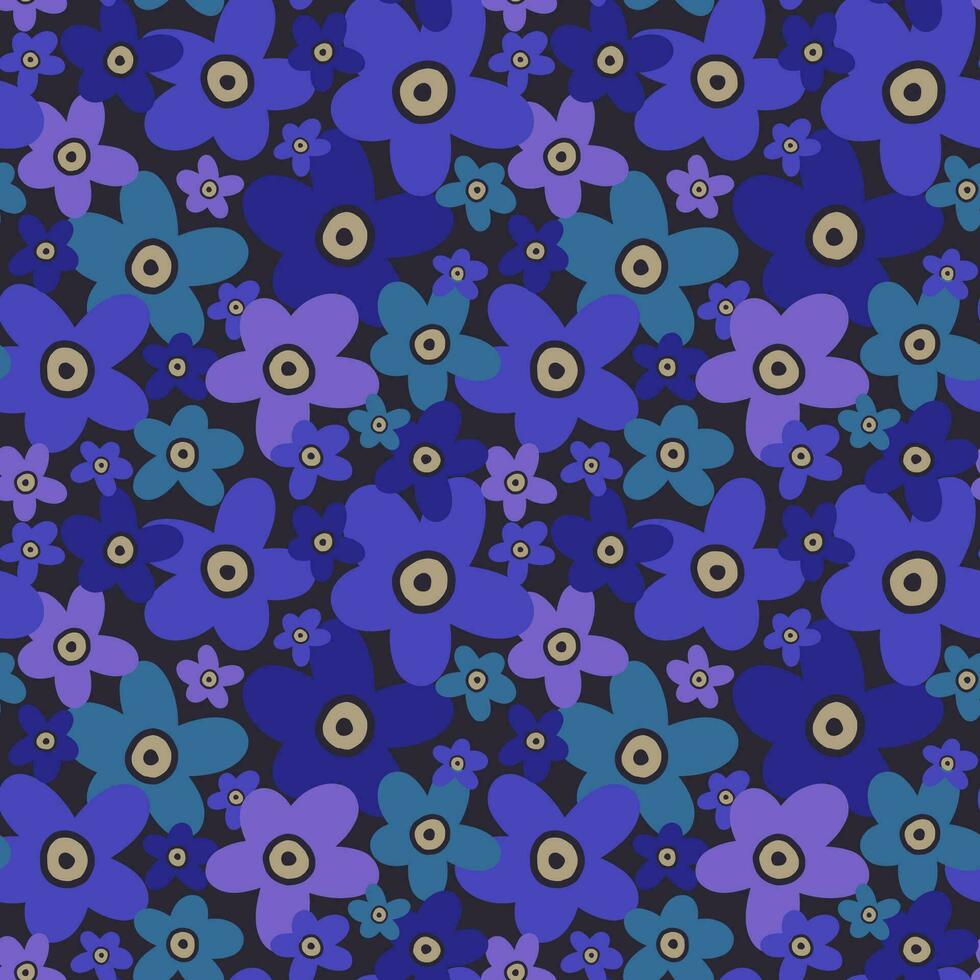 Vector seamless botancal pattern. Modern bold flowers endless background. Bright color floral wallpaper.
