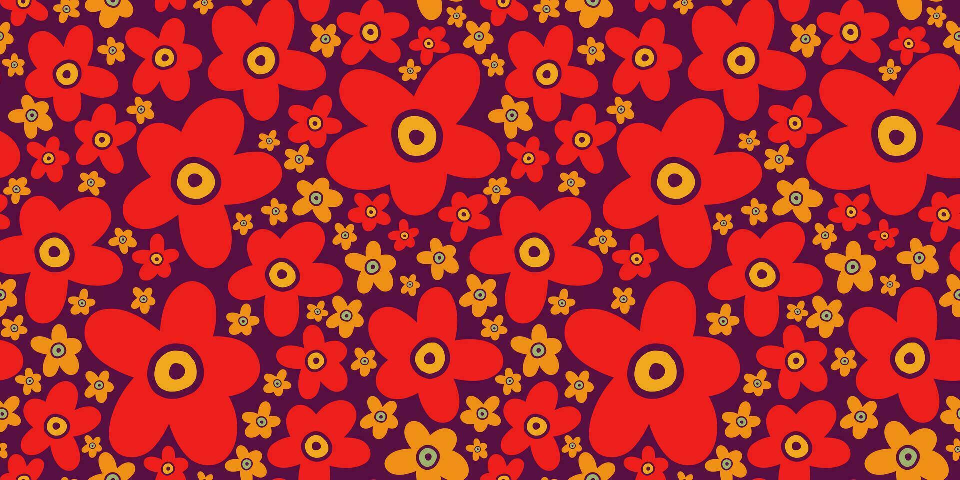 Vector seamless botancal pattern. Modern bold flowers endless background. Bright color floral wallpaper.