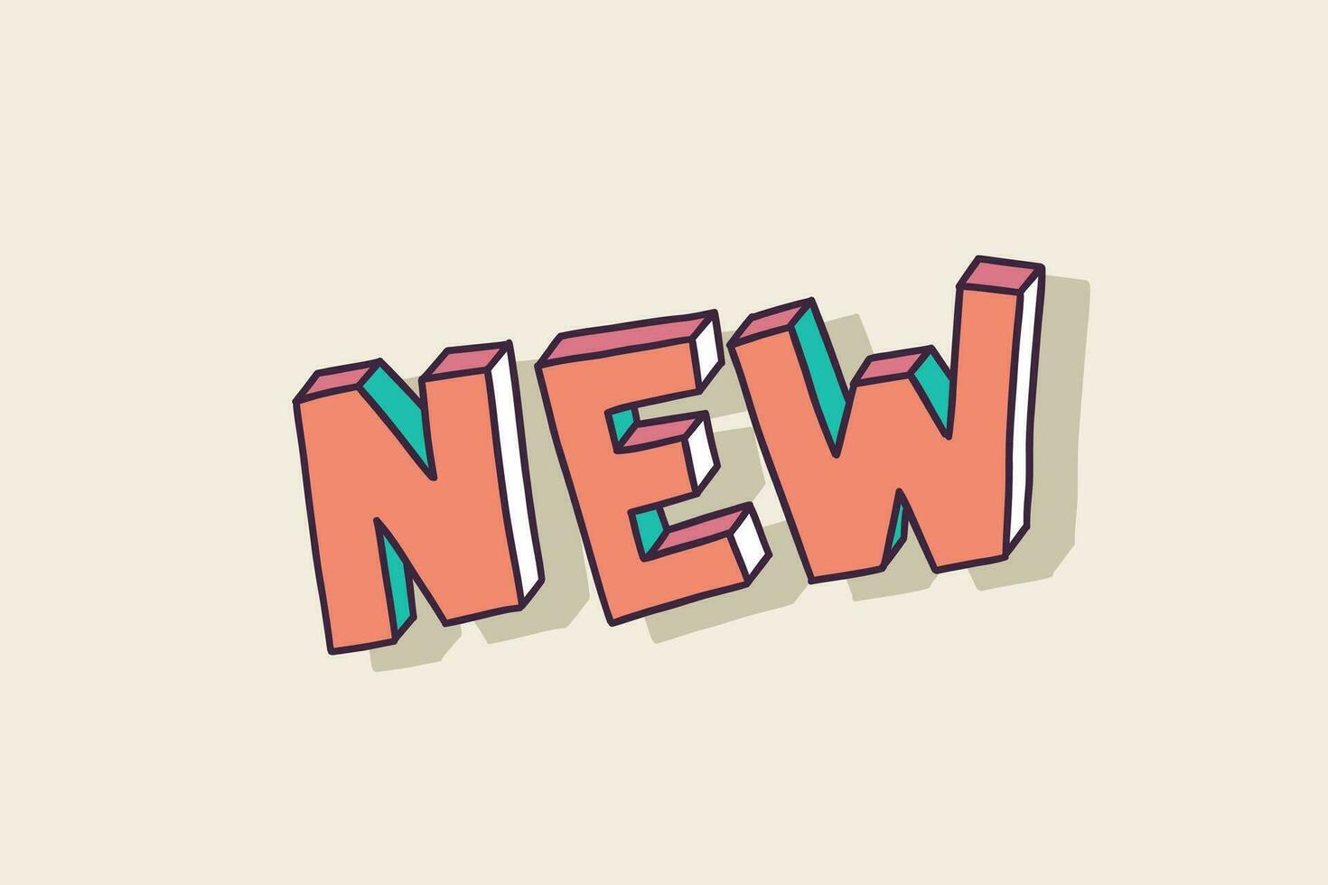 New word lettering. Bold cartoon calligraphy for social media, post overlays, web. Vector hand drawn clap art.
