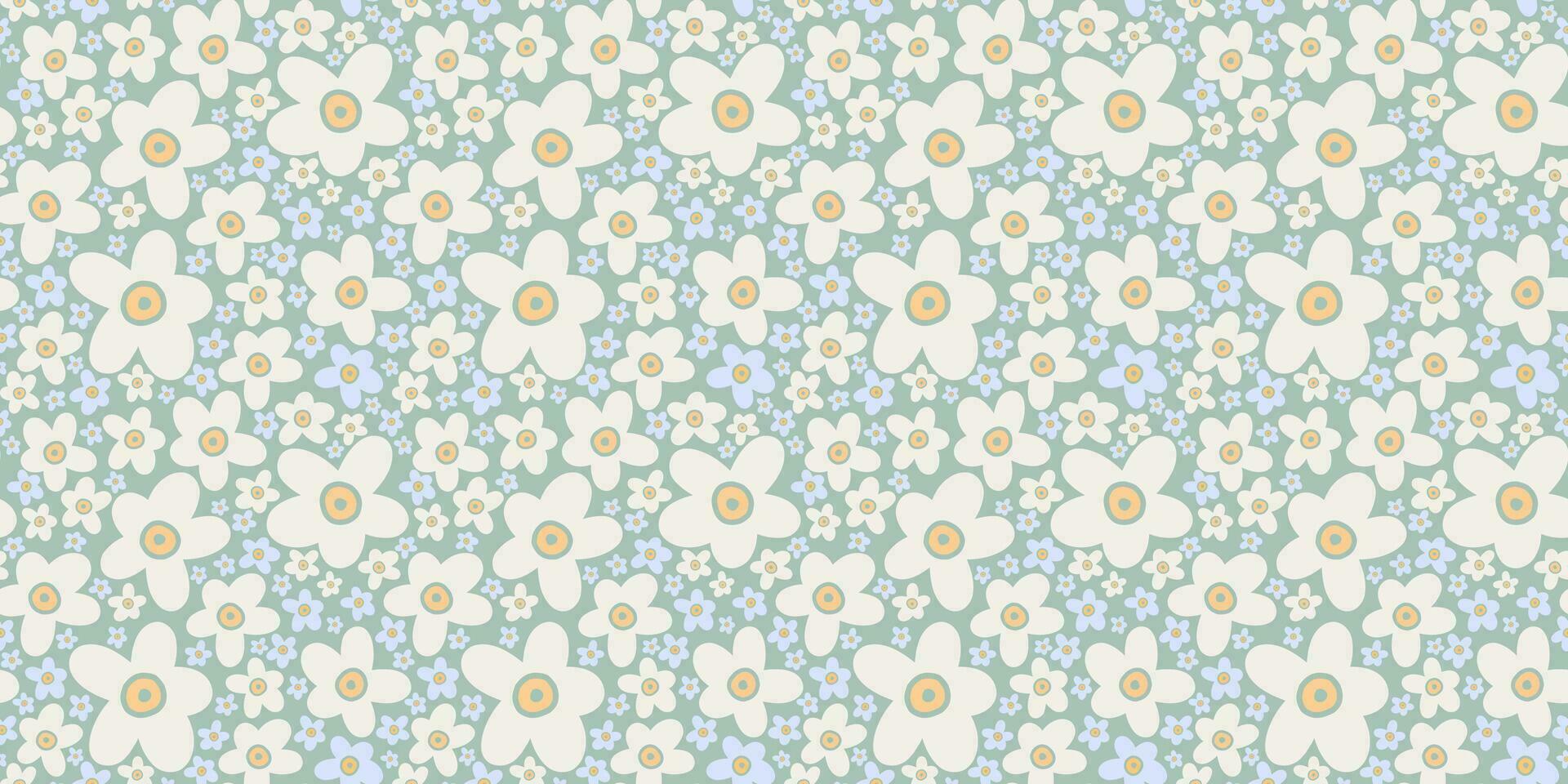 Vector seamless botancal pattern. Modern bold flowers endless background. Subtle color palette floral wallpaper.