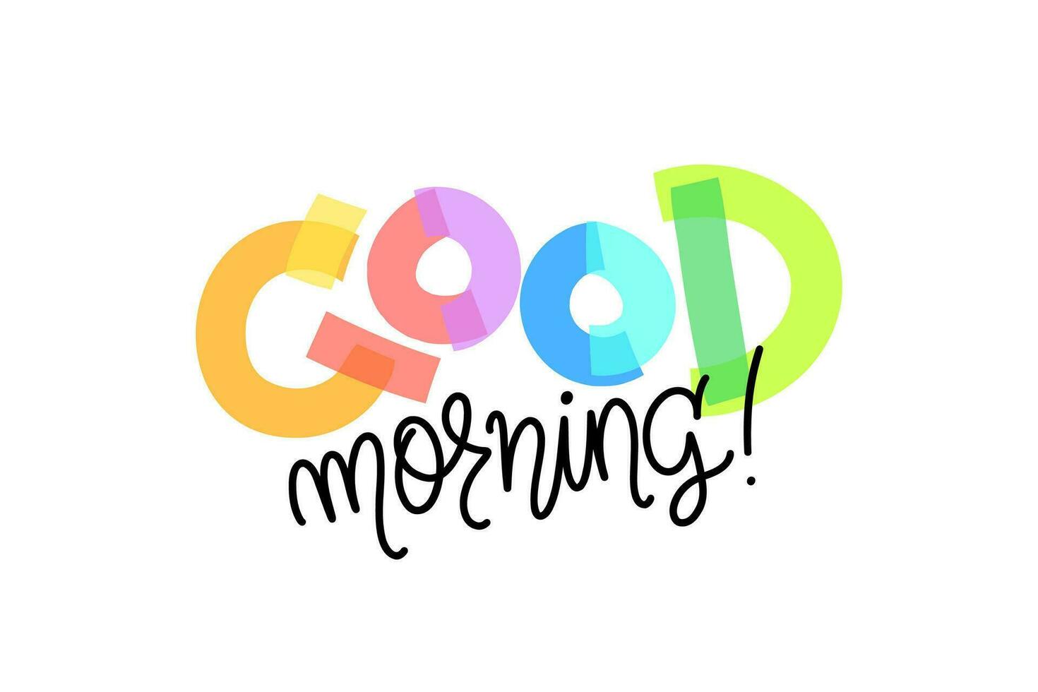 Good Morning lettering text. Bold bright lettering with greeting. Vector design for card, social media, prints, banners.