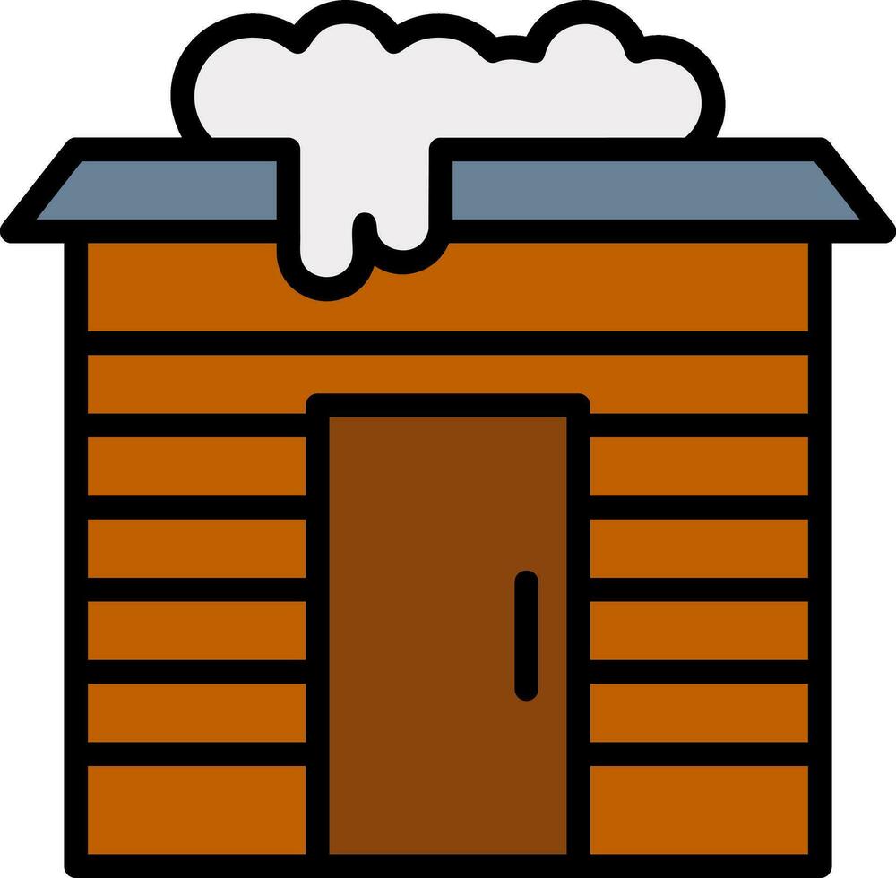 Snowy cabin Vector Icon Design