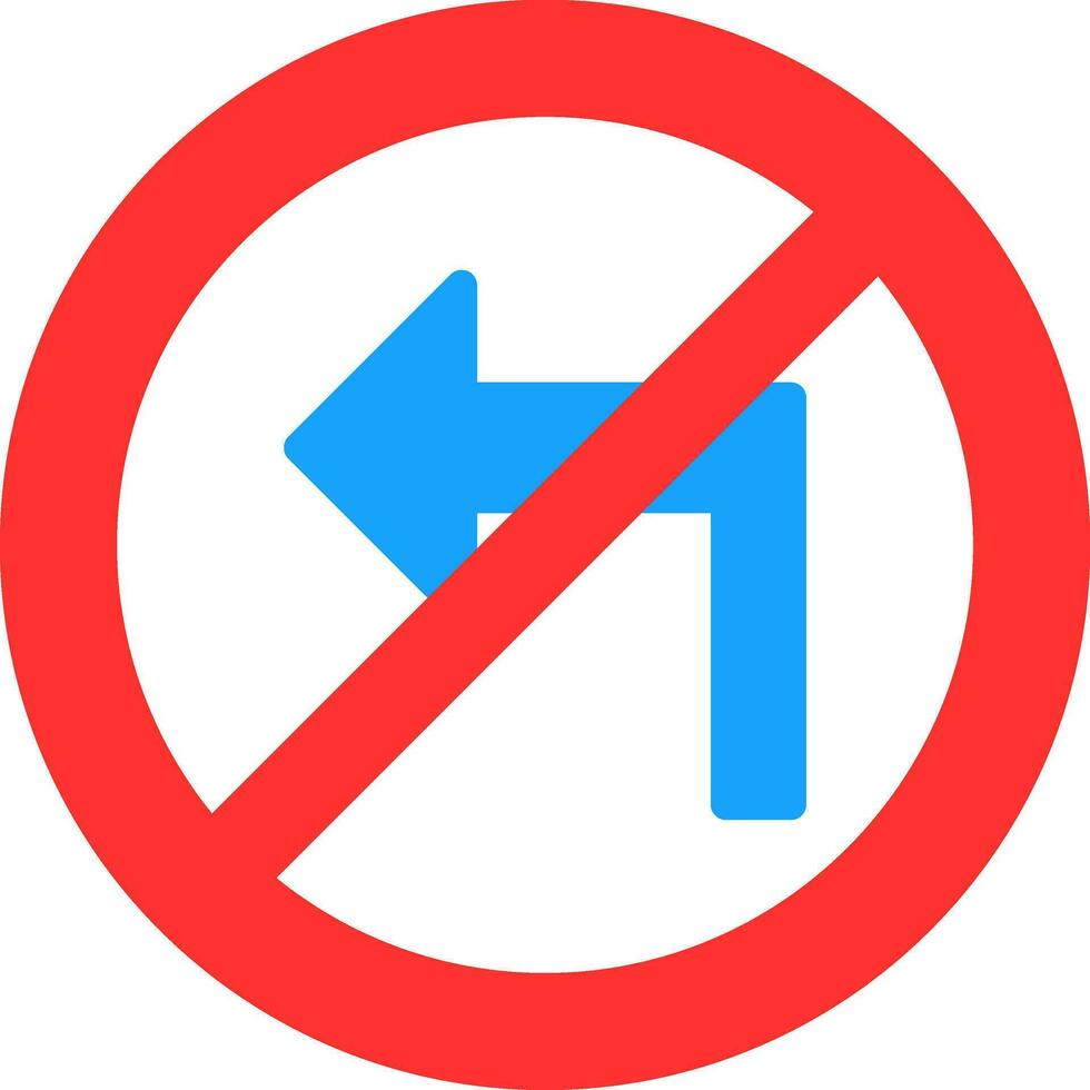 No Turn Left Vector Icon Design