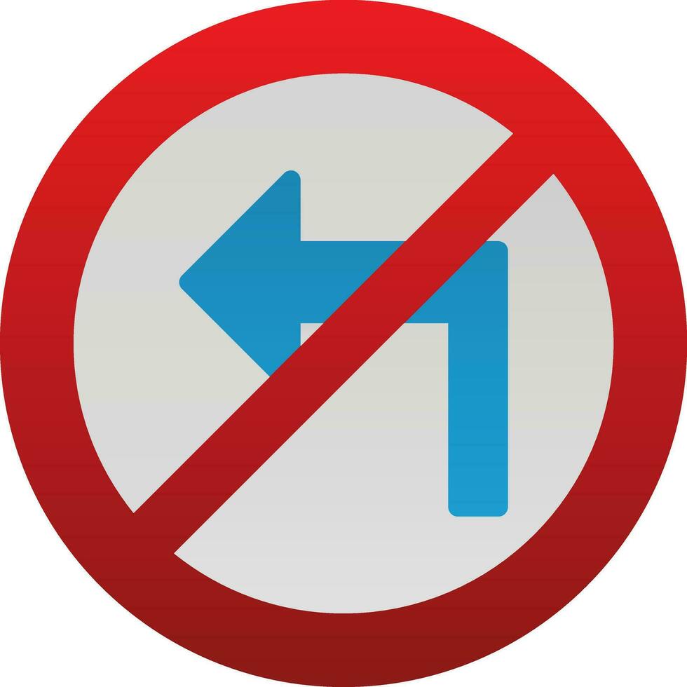 No Turn Left Vector Icon Design