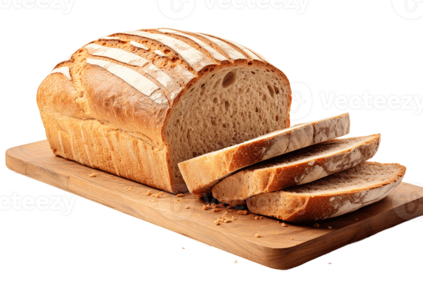 bread from the oven on a transparent background AI Generative png