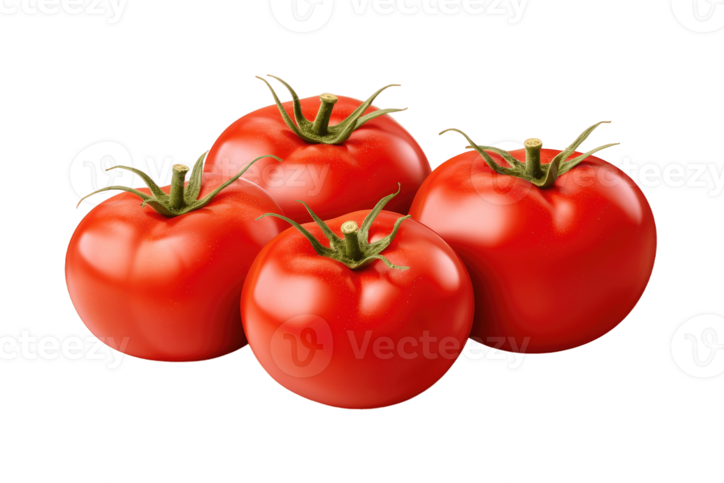 Ripe fresh organic tomatoes, isolated on transparent background AI Generative png