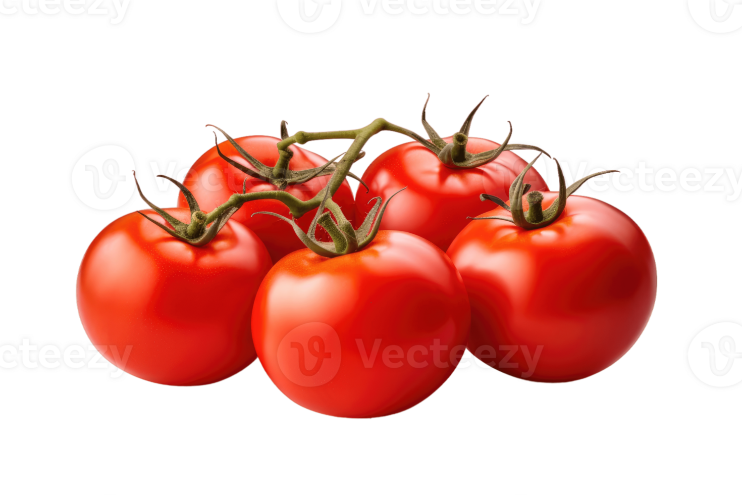 Ripe fresh organic tomatoes, isolated on transparent background AI Generative png