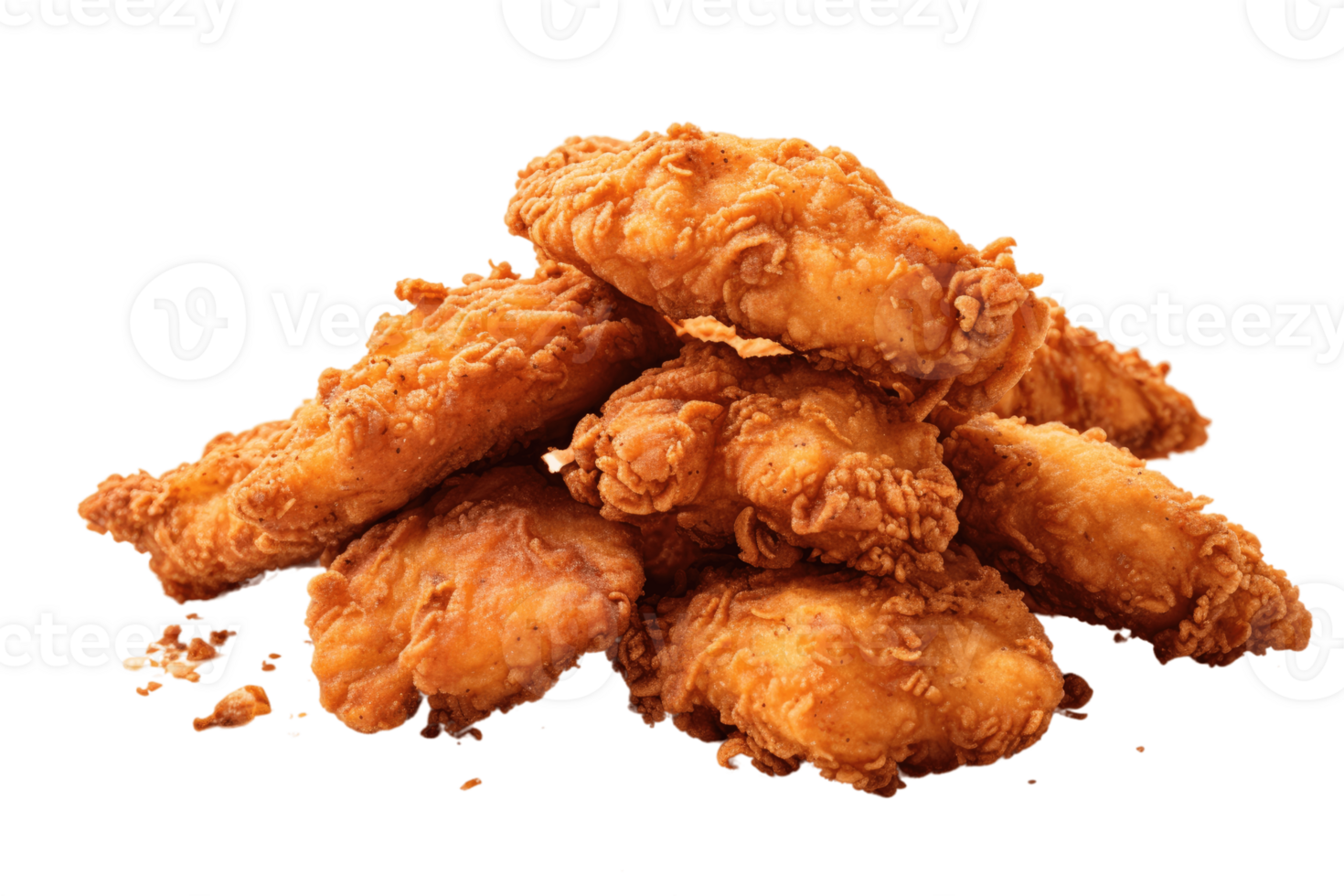 pile of fried chicken isolated AI Generative png