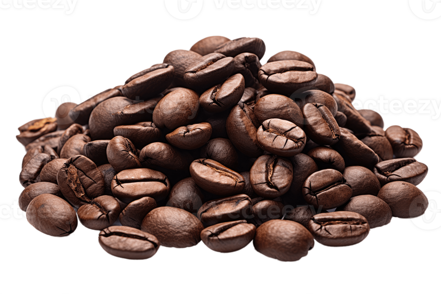 Heap of coffee beans isolated AI Generative png