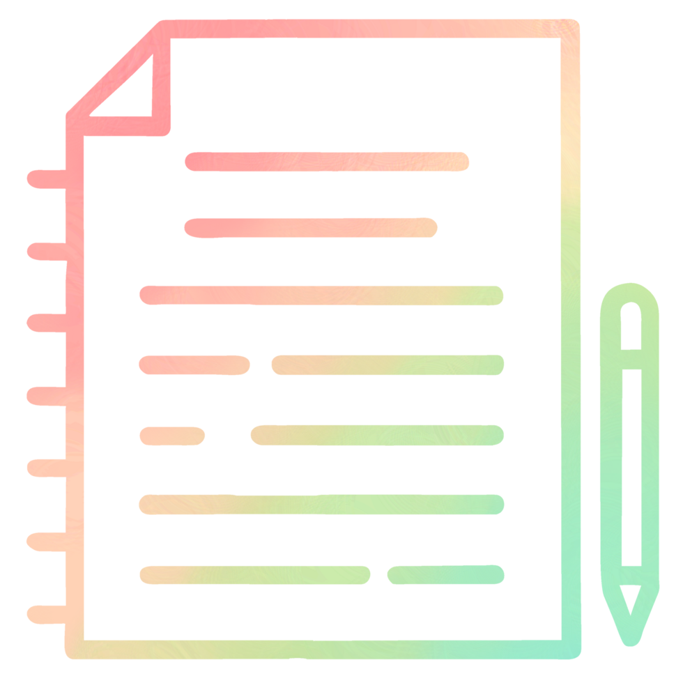 Paper and pen. illustration. Gradient background. Pastel colors. png
