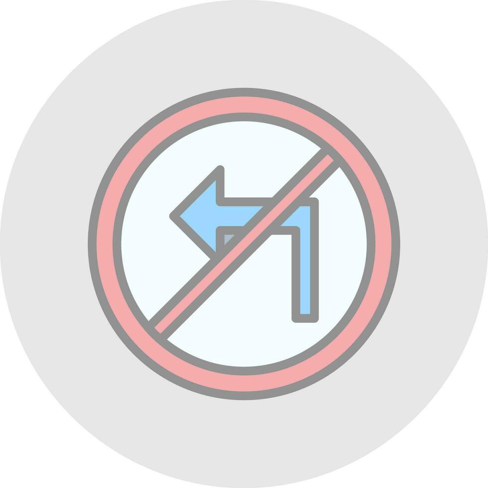 No Turn Left Vector Icon Design