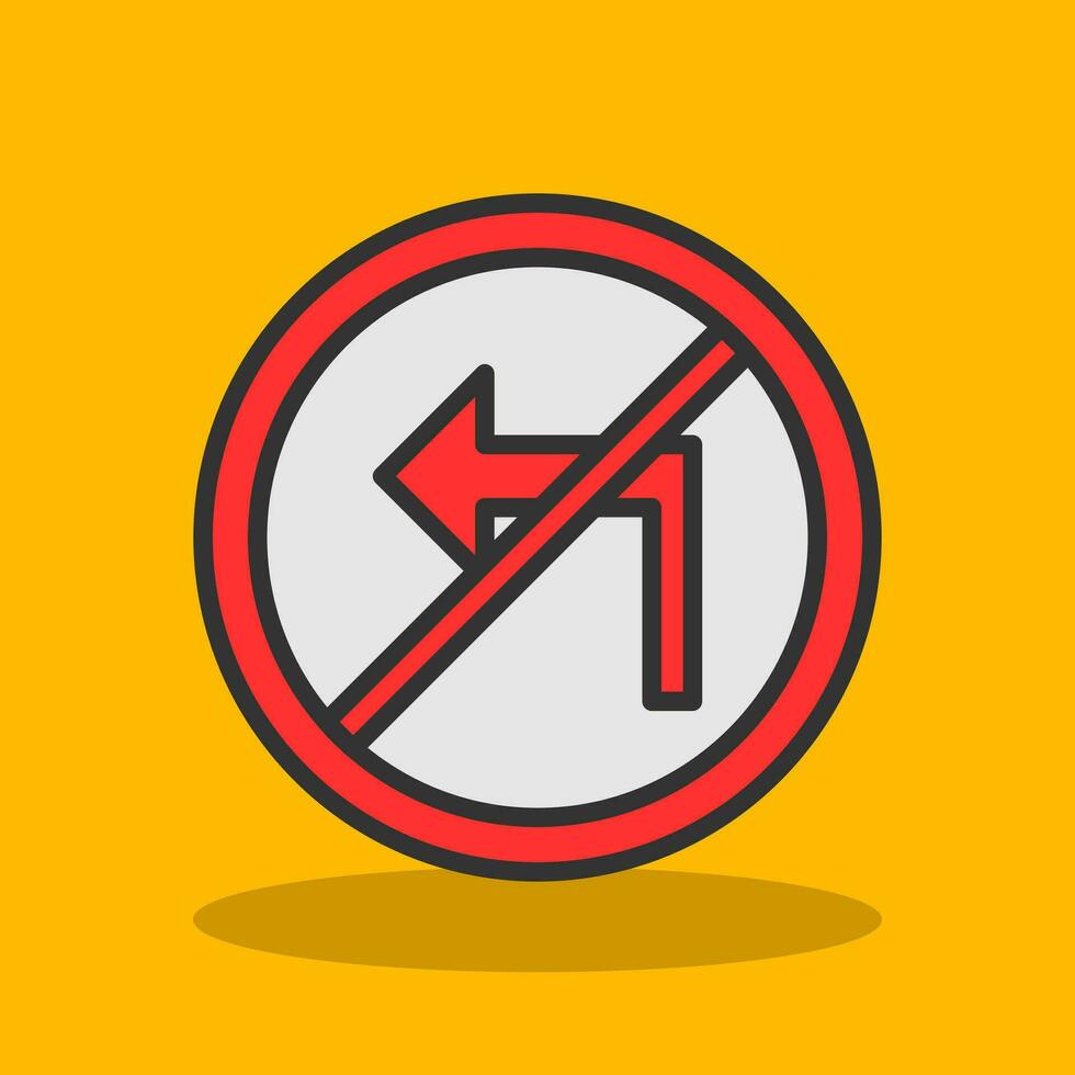 No Turn Left Vector Icon Design