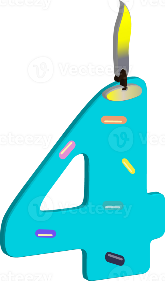 illustration of 3D birthday candle number 4 png