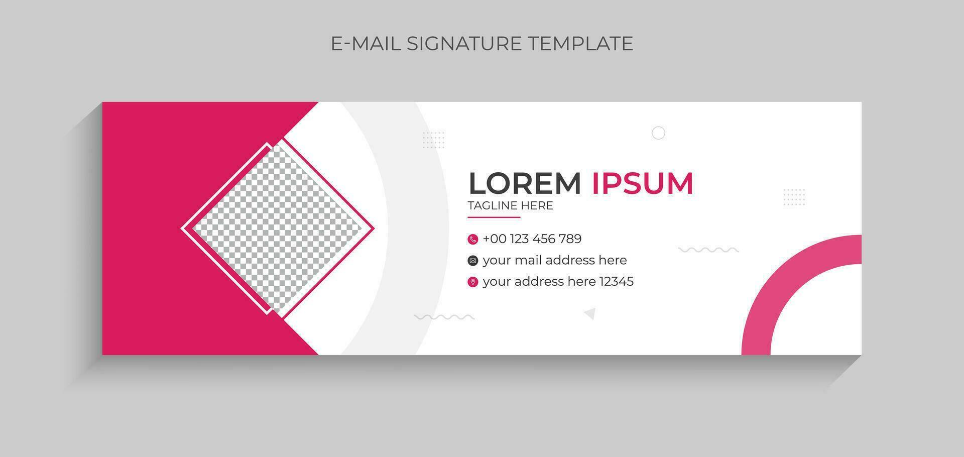 Modern colorful, creative email signature design template for business. Business email signature design pink color. Email signature template in vector. vector