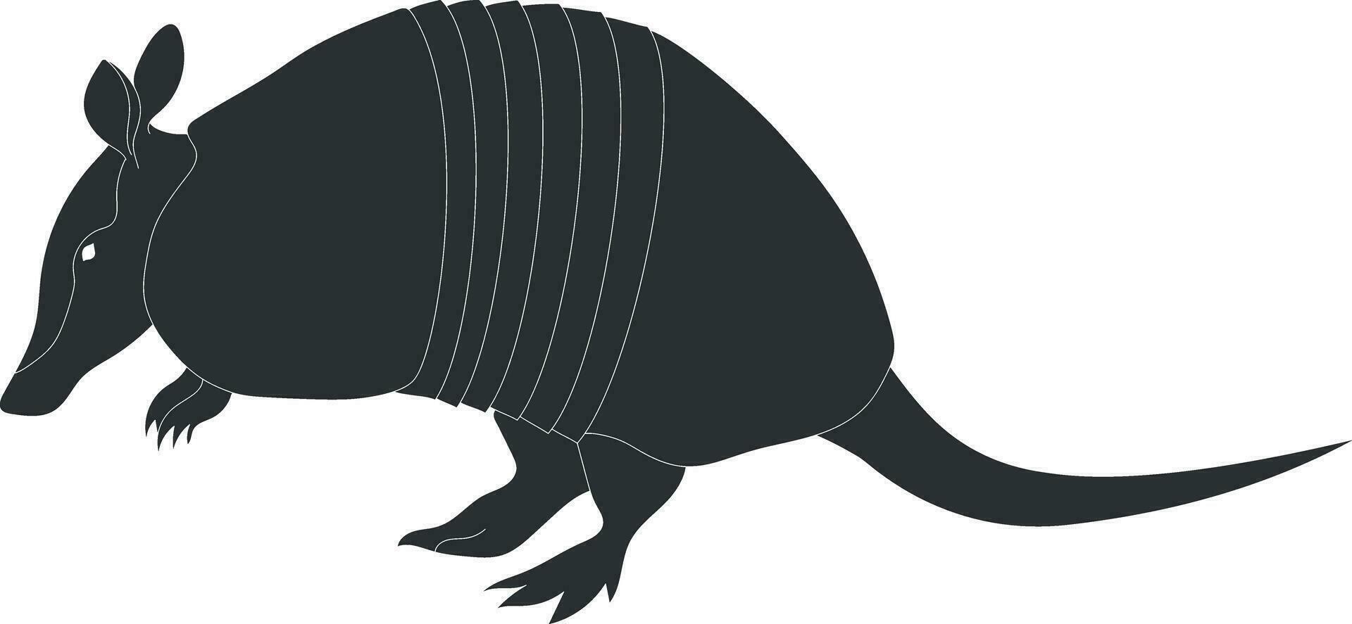 Armadillo silhouette isolated on white background. Vector illustration