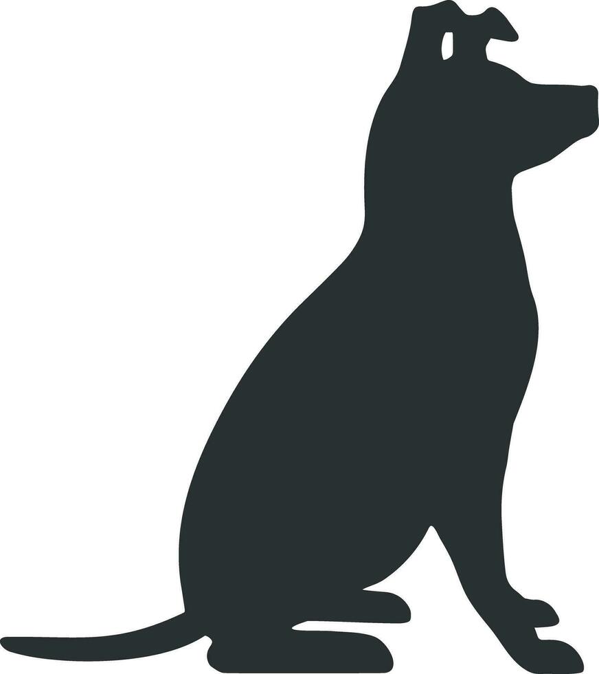Hand drawn sitting dog silhouette vector