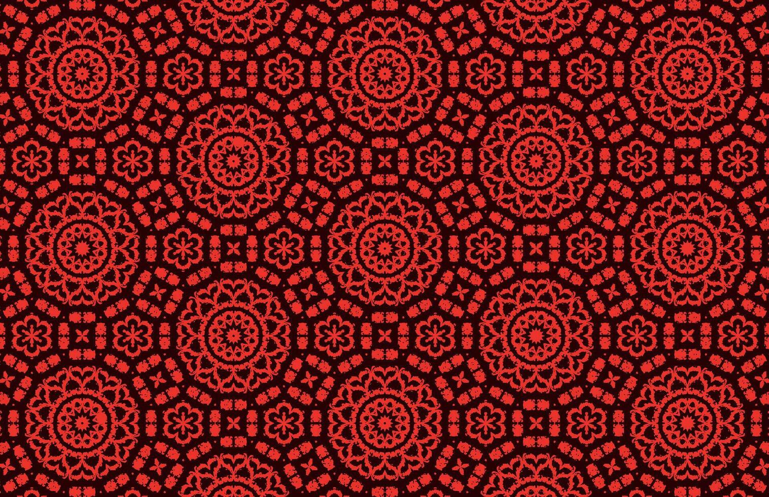 Seamless red mandala grunge pattern vector