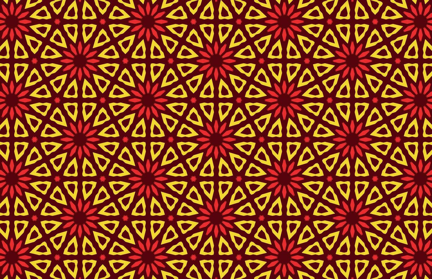 Seamless mandala red and yellow grunge pattern vector