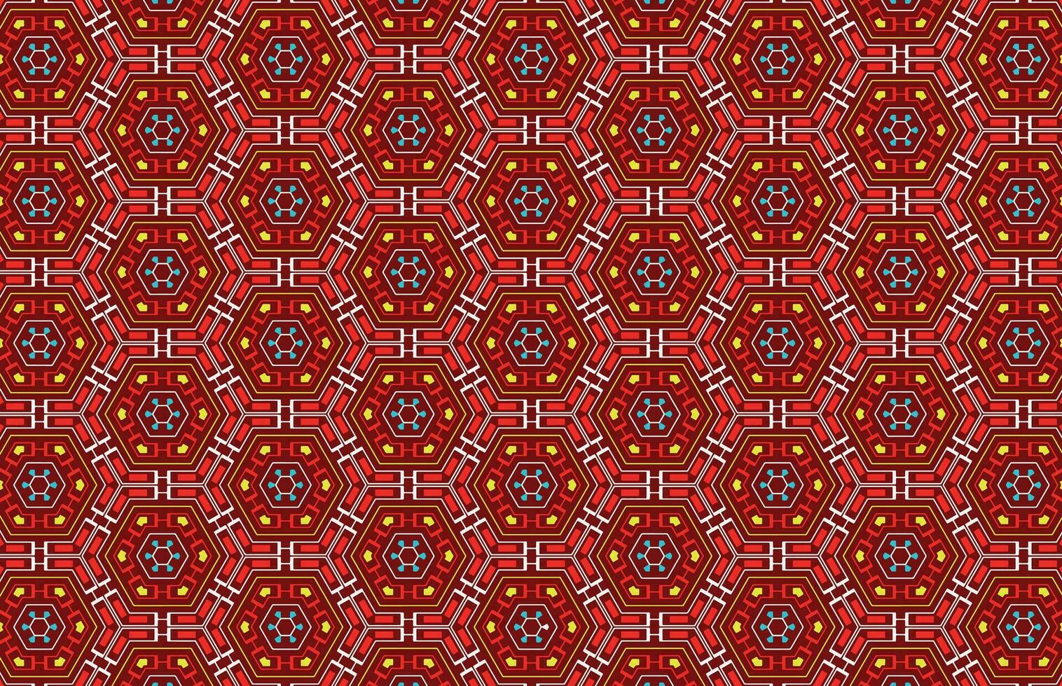 Seamless hexagon colorful fabric pattern vector