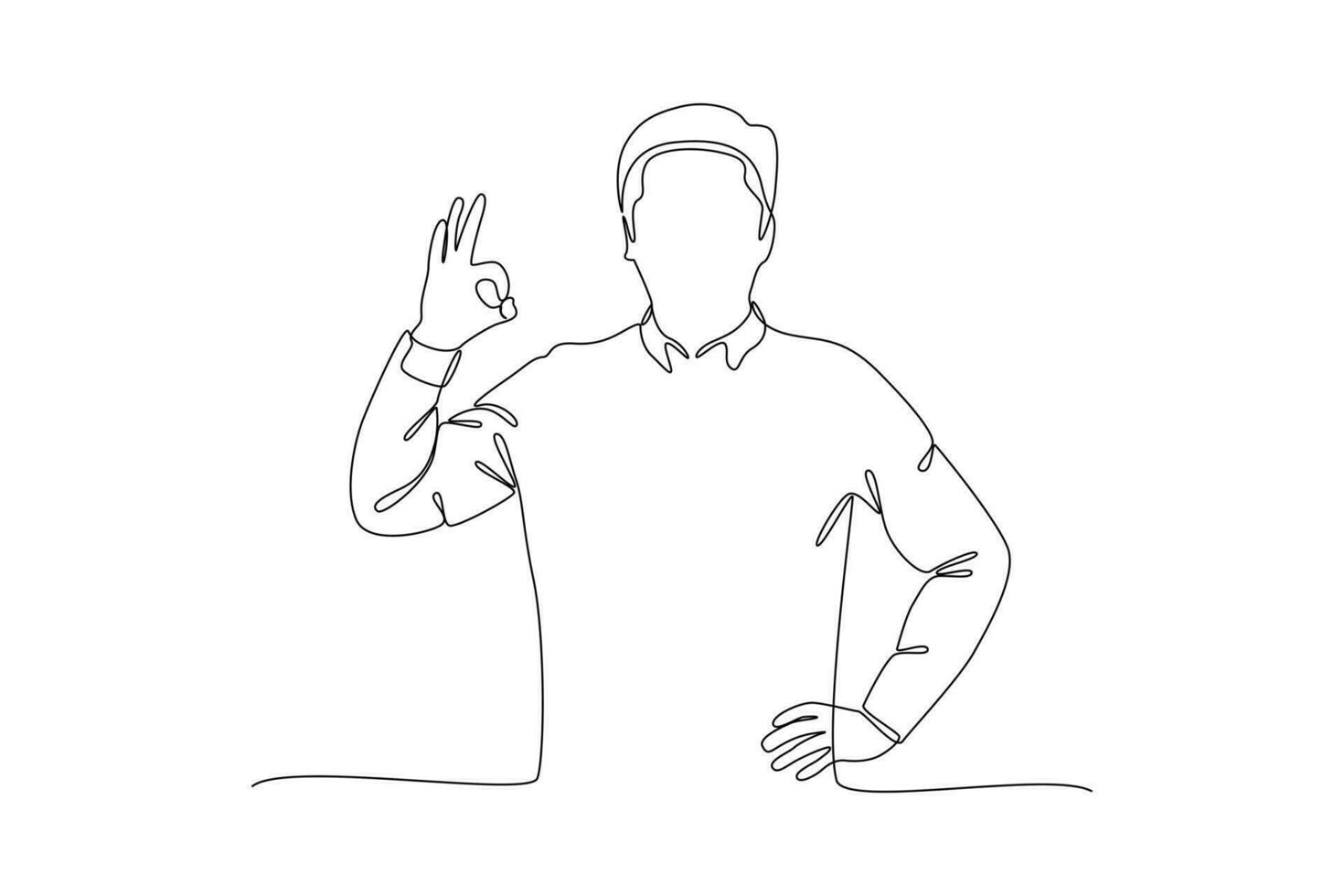 One continuous line drawing of Happy positive people with hands, fingers. Love, support, solidarity, ok expressions concept. Doodle vector illustration in simple linear style.