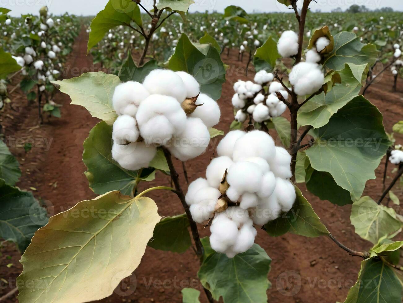 A Cotton Plant In A Field Of Cotton. AI Generated photo