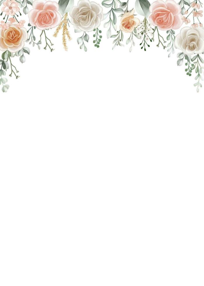 Shades of Peach, Soft Orange and White Roses Flower Frame Background vector