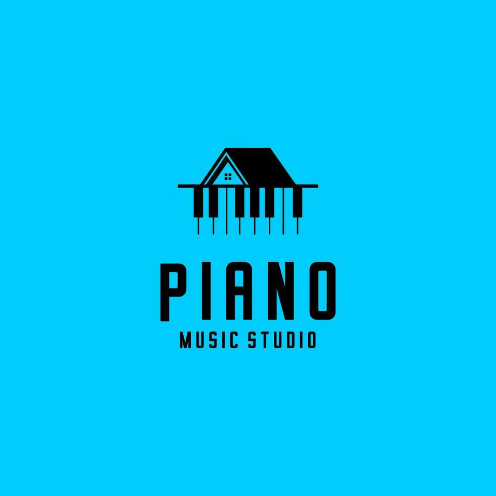 vector piano and house, music studio logo