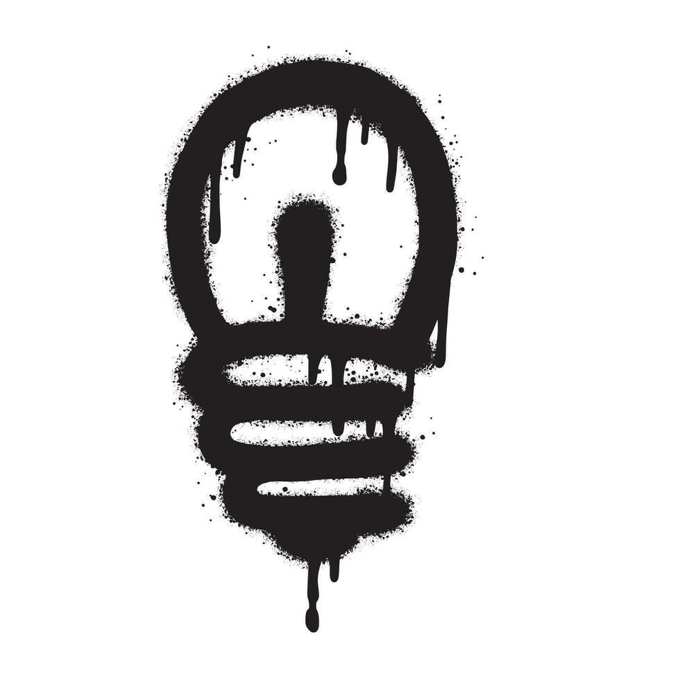 Spray Painted Graffiti Light Bulb line icon Sprayed isolated with a white background.eps 10. vector