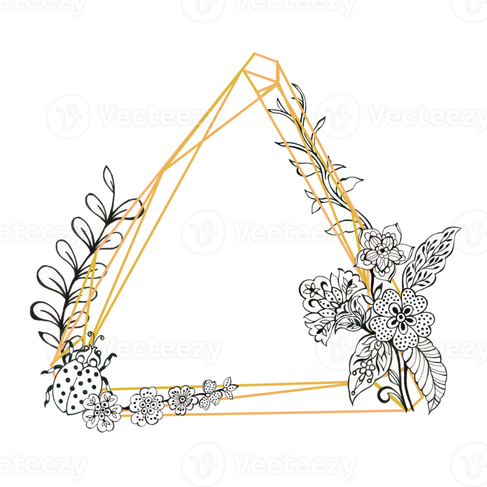 Frame black white and gold flower greetings png