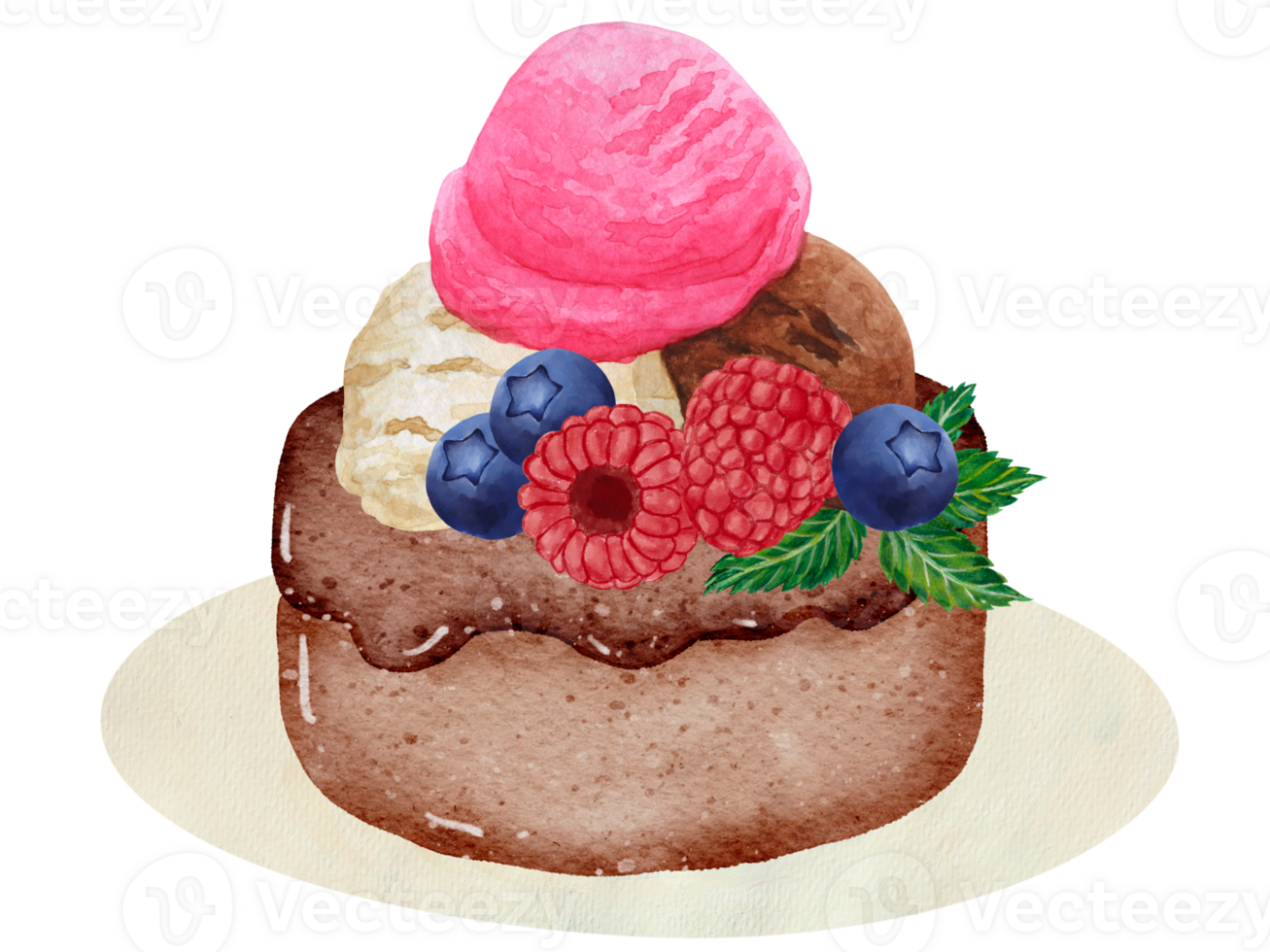 Watercolor illustration holiday valentine birthday festive cake png