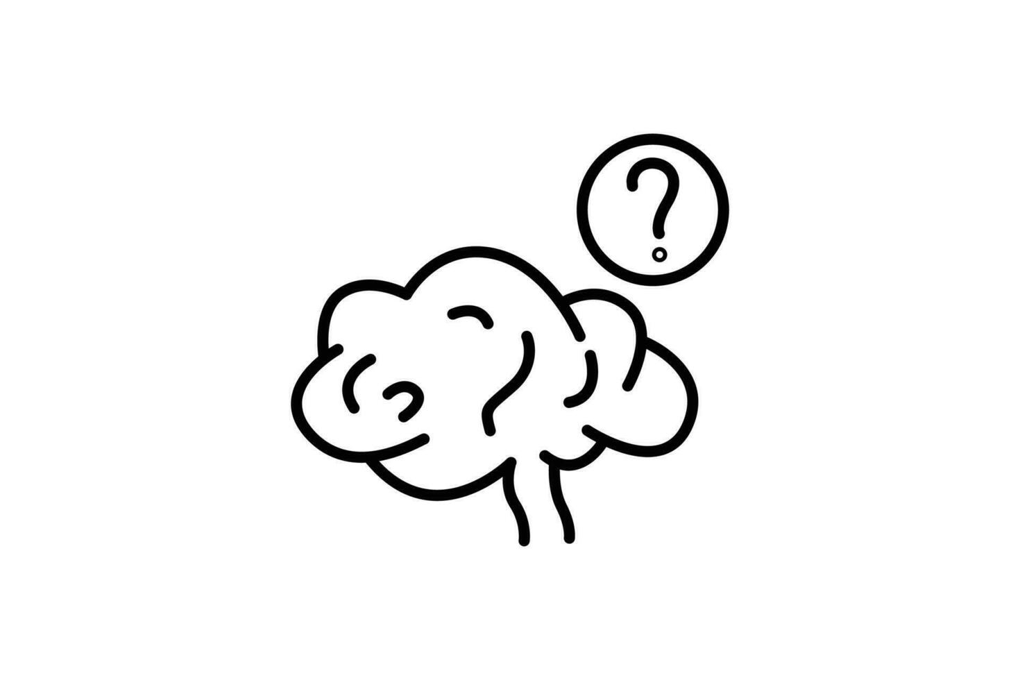 Brain question icon. Icon related to critical thinking. suitable for web site design, app, UI, user interfaces, printable etc. Line icon style. Simple vector design editable