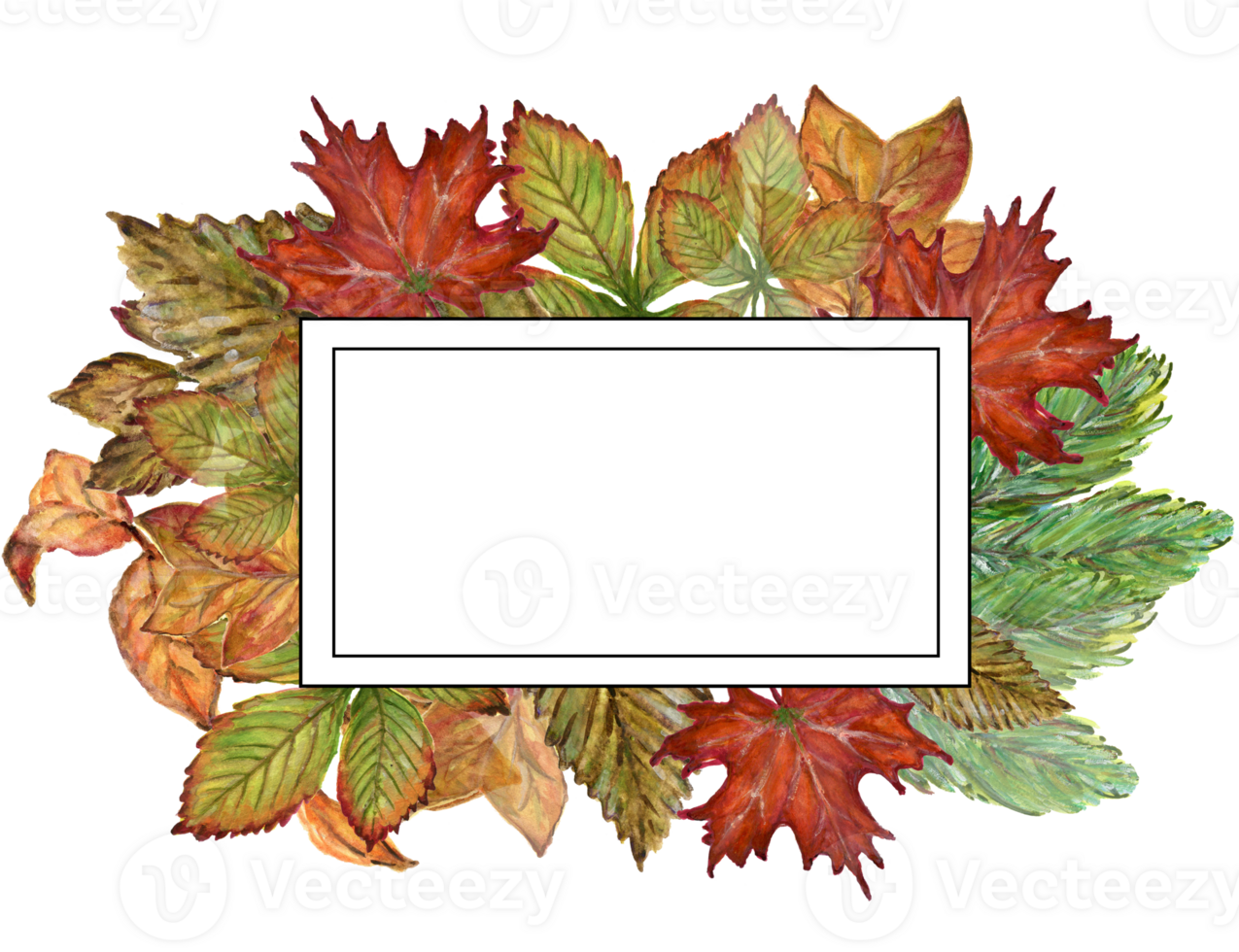 Template fall autumn invitation watercolor leaf foliage png