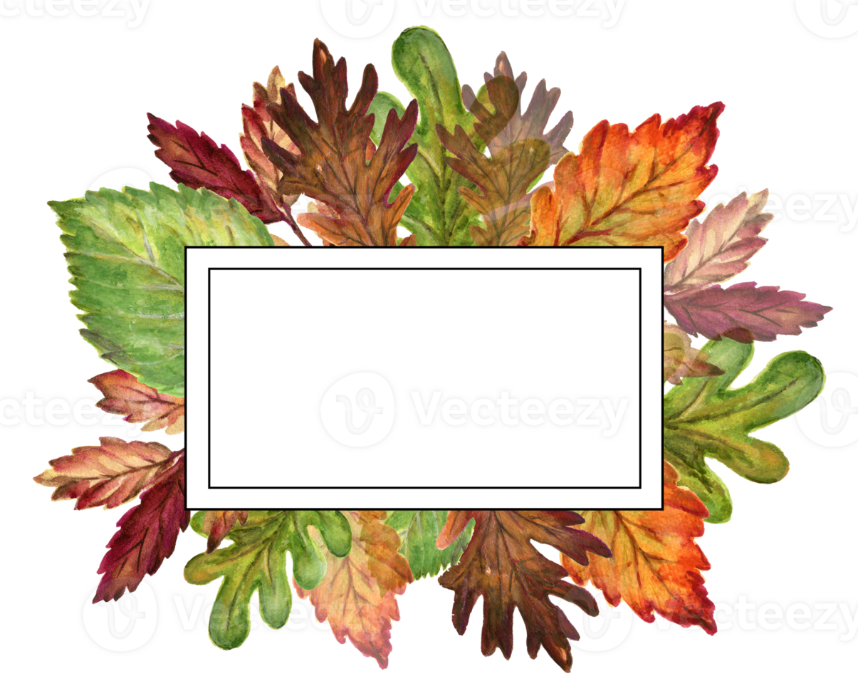 Template fall autumn invitation watercolor leaf foliage png