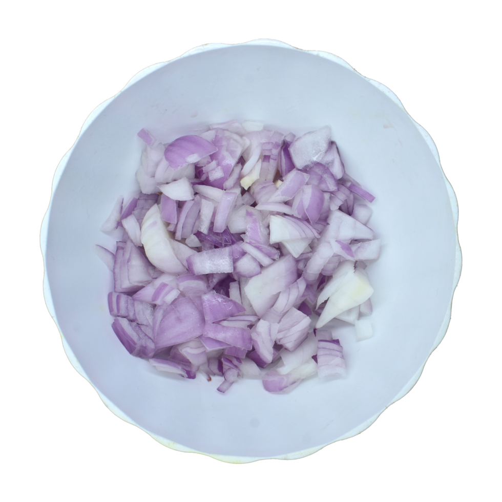 Chopped onion on a pot png
