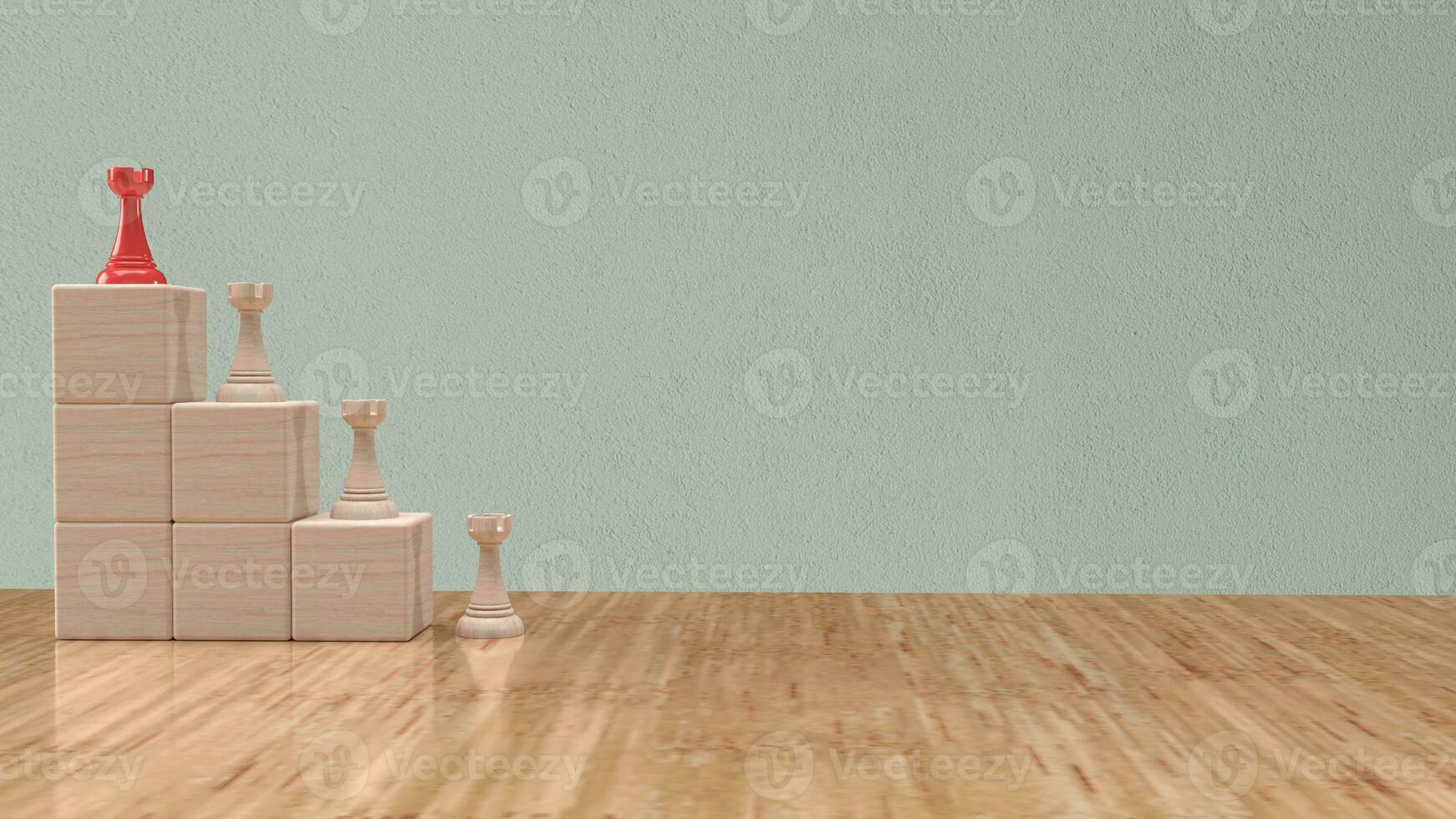 The chess on cube wood for Business concept 3d rendering photo