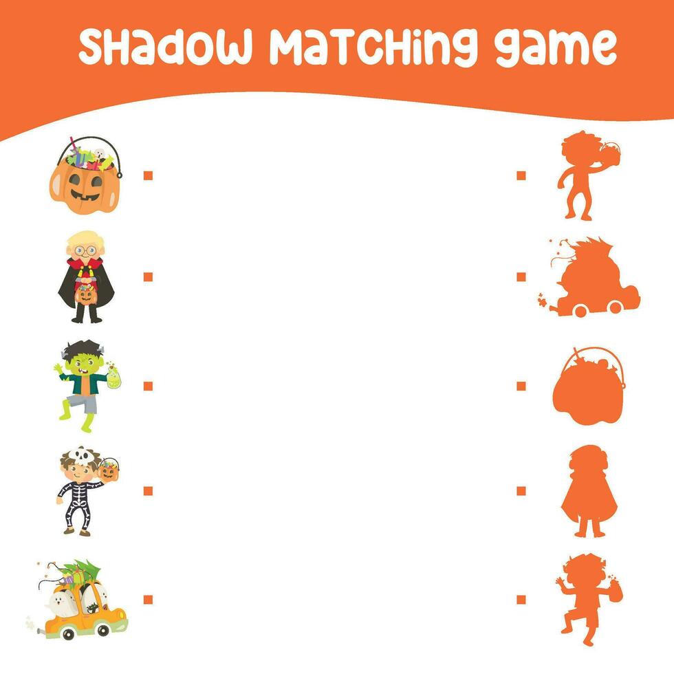 Matching shadow game for children. Find the correct shadow. Worksheet for kid. Printable activity page for kids. Vector file.