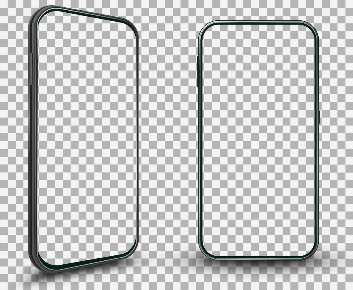 Realistic smartphone mockup with minimalistic style. Modern 3D perspective phone frame. Template for UI mobile designs presentation. vector