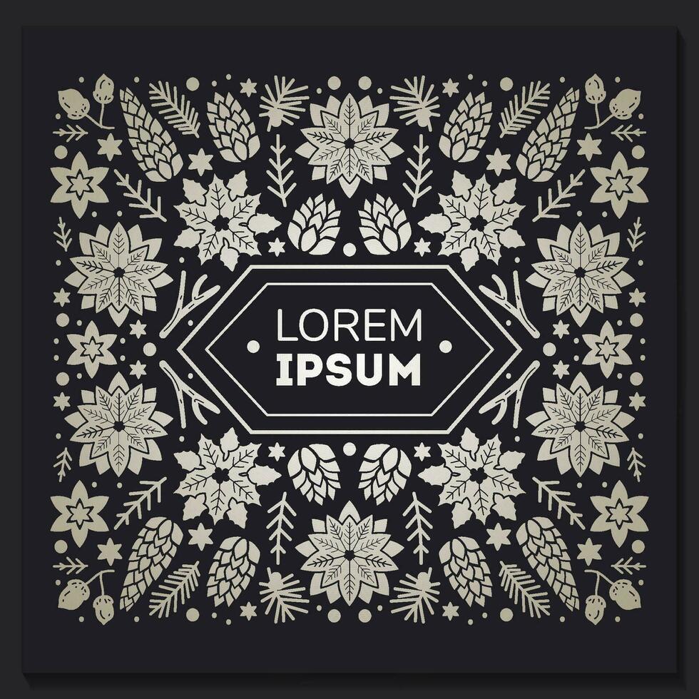 Luxury Christmas frame, abstract sketch winter design templates for package vector