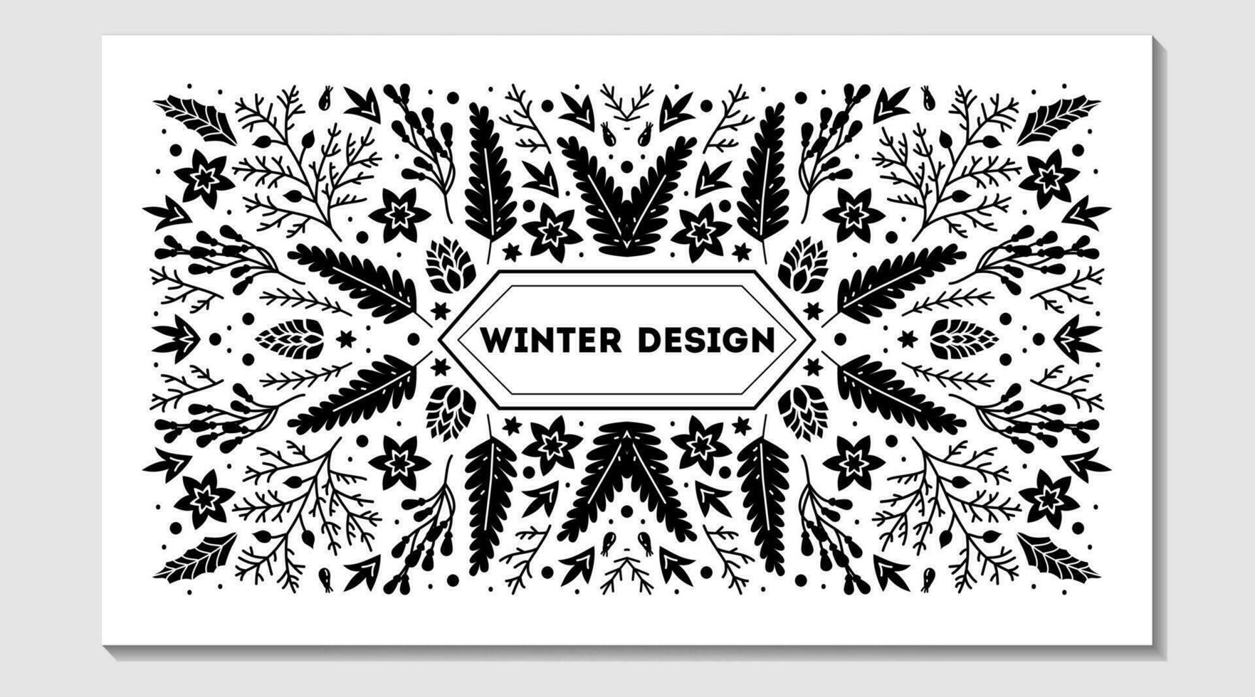 Luxury Christmas frame, abstract sketch winter design templates for package vector