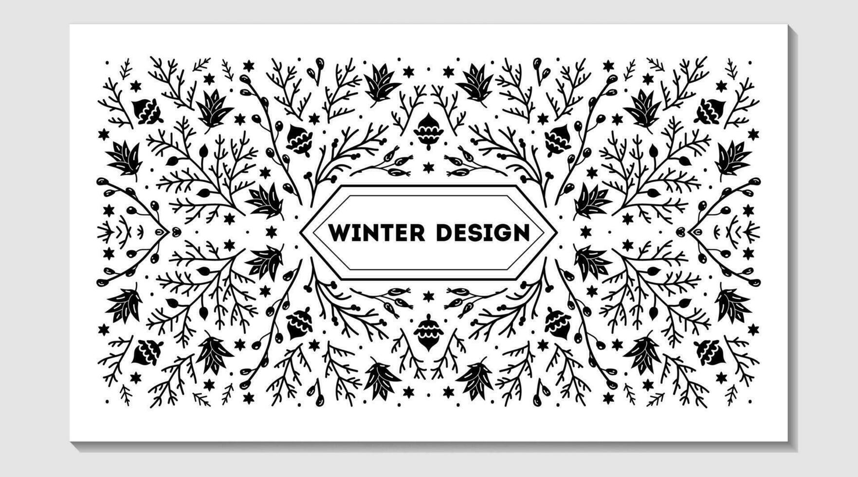 Luxury Christmas frame, abstract sketch winter design templates for package vector