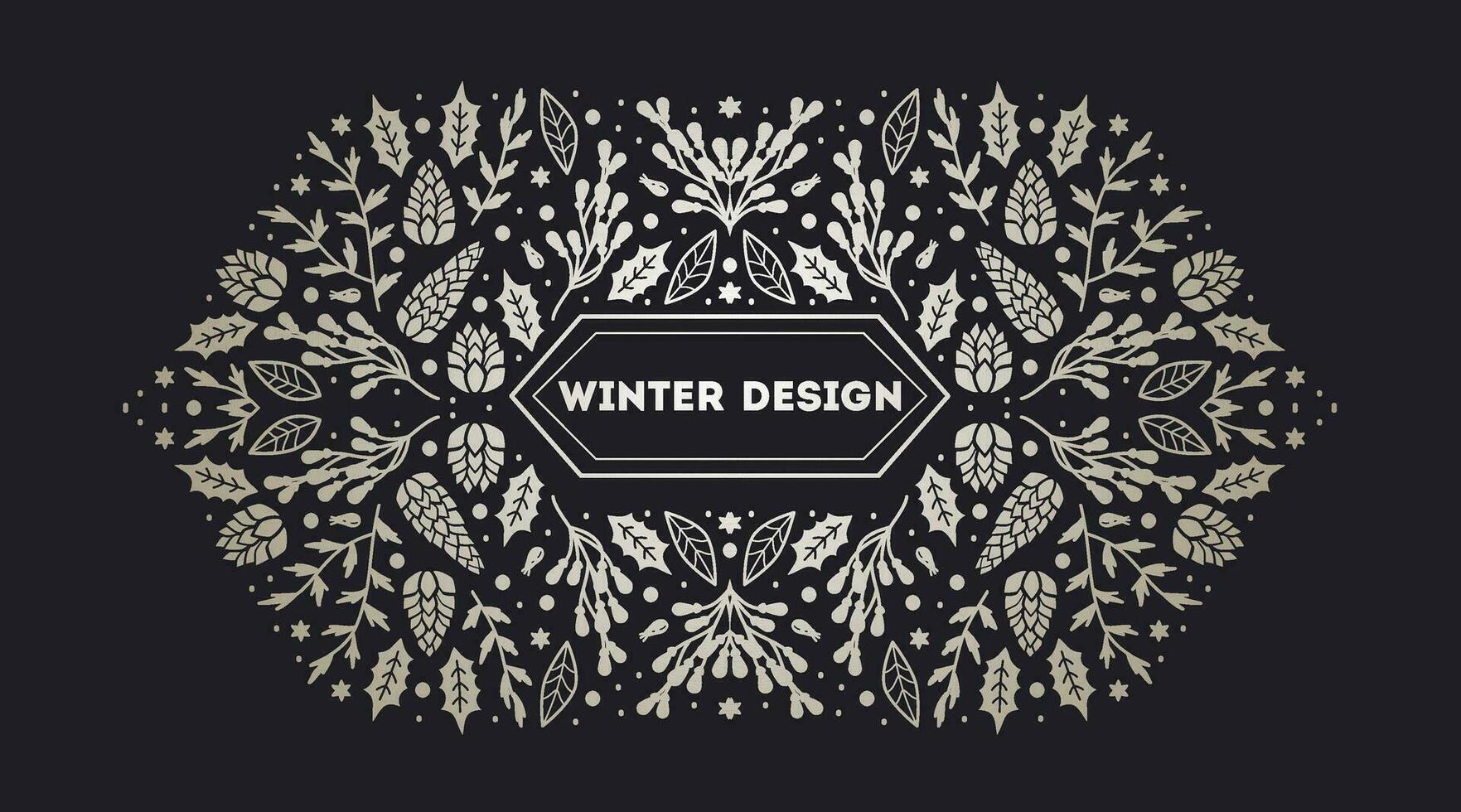 Luxury Christmas frame, abstract sketch winter design templates for package vector